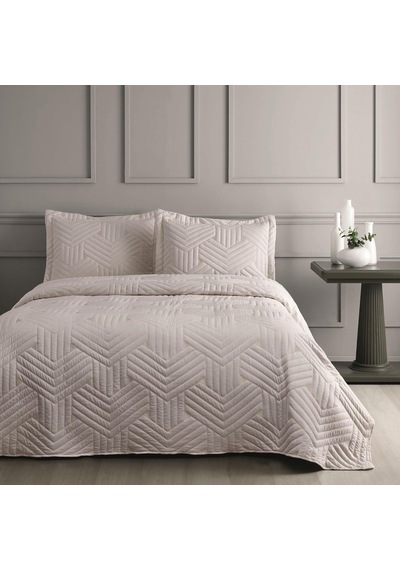 Linens Vita Tek Kişilik Yatak Örtüsü Seti Beyaz Açık Dore