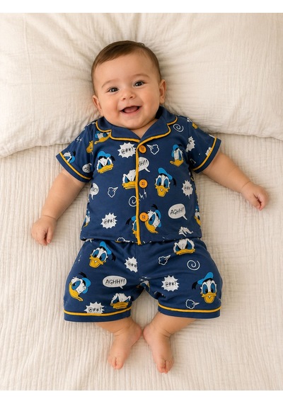 Tuembaby Dadft Duck Baskılı Erkek Bebek Kısa Kollu Şortlu Pijama Takımı Ölçüleri Açıklamada Lacivert