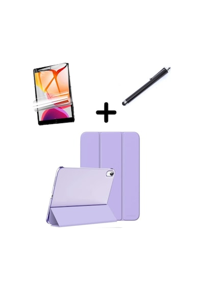 Apple Uyumlu iPad Air 5 ve Air 4 10.9 Kılıf SET PU Deri Smart Tablet Kilifi Ekran Koruyucu + Kalem