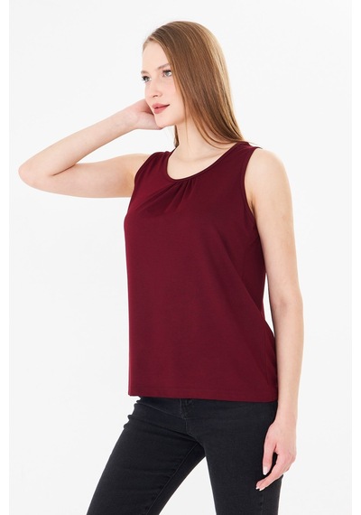 Sortie Collection Geniş Omuzlu Büzgülü Atlet Bordo
