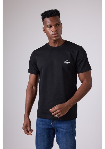 Marıne Tee Deniz Temalı Ribana Bisiklet Yaka Pamuk T-shirt-3144 SIYAH