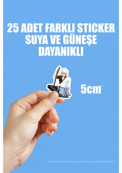 Gintama Anime Telefon Laptop Bullet Journal Sticker Paketi 25 Adet Çok Renkli