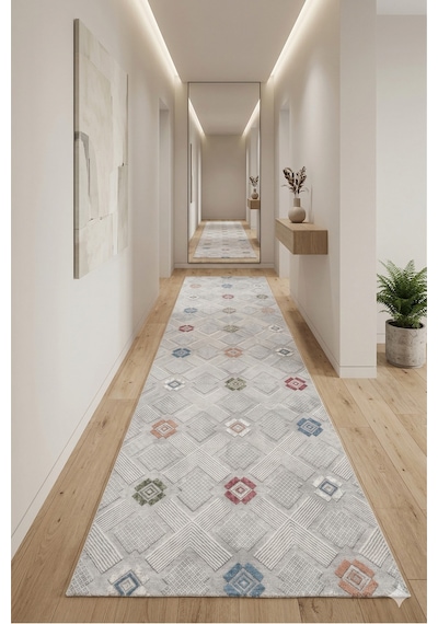 Villadia Home Textile Kaymaz Taban Modern Desen Halı Yolluk Leke Tutmaz Kolay Temizlenir Koridor Salon Yatak Mutfak Odası Vd4047multi Multi