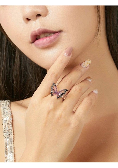Brezza Lusso Jewelry Gümüş Kelebek Model Bayan Gümüş Yüzük Ayarlanabililir