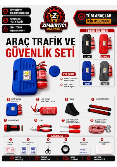 Trafik Ve Lüx İlk Yardım Setli Tüvtürk Onaylı Yeni Mevzuata Uygun Mavi