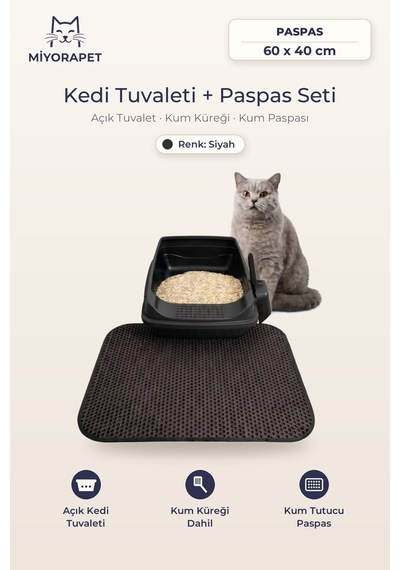 Açık Kedi Tuvaleti Paspas Kürek-siyah