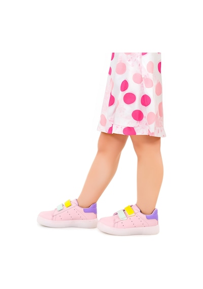 Kiko Kids Royzo Cırtlı Işıklı Kız Çocuk Spor Ayakkabı Pudra - Mor