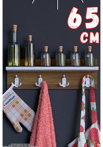 Kedi 12 Kancalı Mutfak Askısı 3'lü Set 61,4x19 Cm - Şık Tasarım, Çok Amaçlı Düzenleyici Ve Yer Tasarrufu 65 Cm