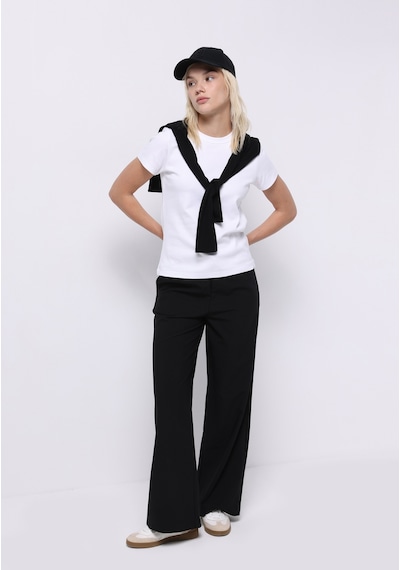 Colin's Colins Regular Fit Yüksel Bel Geniş Paça Kadın Siyah Pantolon Cl1075609 Q1.v1 Blk Siyah