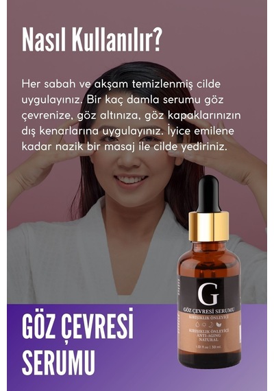 Göz Çevresi Canlandırıcı Gözaltı Morluğu, Torbalanma, Şişlik Gözaltı Bakım Serumu 30ml