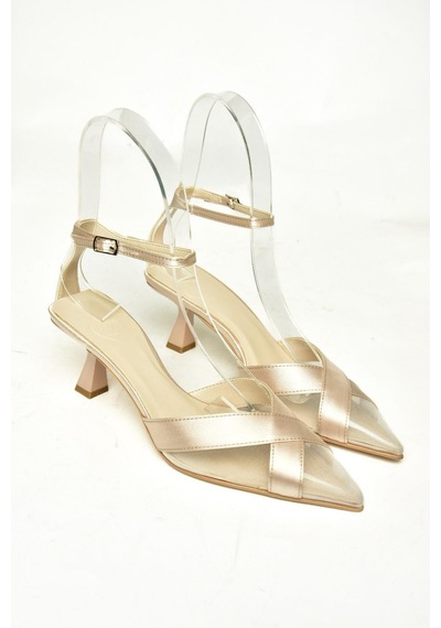 Fox Shoes U654074204 Bej Kumaş İnce Topuklu Kadın Ayakkabı Bej