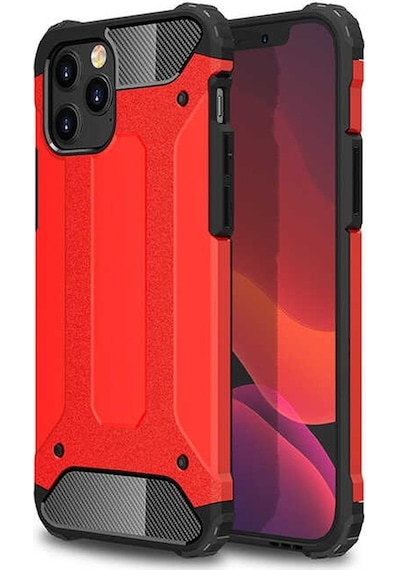 Noktaks - Apple Uyumlu iPhone 12 Pro Max - Kılıf Çift Katman Zırh Tank Crash Military Kapak - Kırmızı