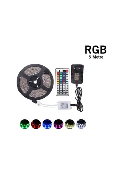 5 Metre Rgb Şerit Led Seti-iç Ve Dış Mekan Silikonlu-tak Çalıştır 4801 Çok Renkli