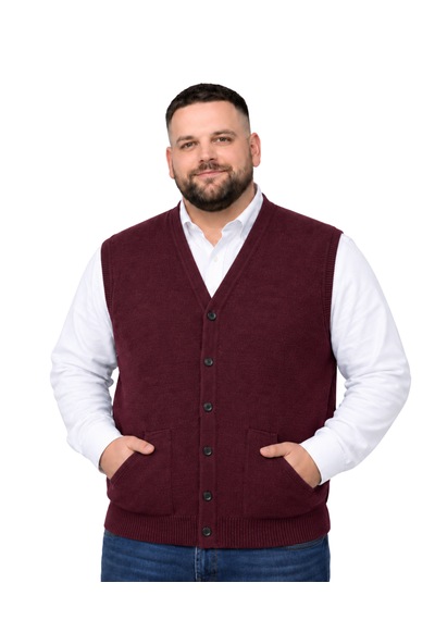 Battalmoda Erkek Büyük Beden Bordo Cepli Triko Yelek 3xl-4xl-5xl-6xl