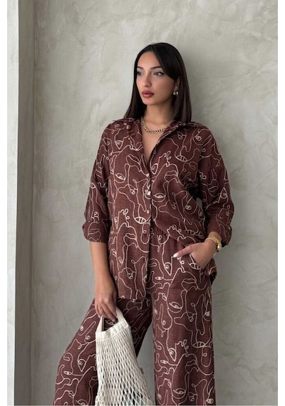 Verymoda Nakışlı Gömlek - F1899 Kahve