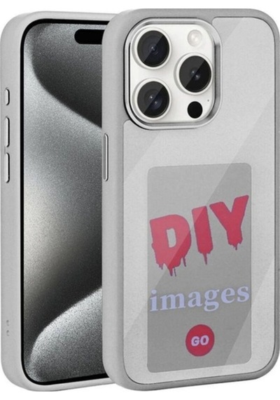 Apple Uyumlu iPhone 15 Pro Max Kılıf Ekranı Yansıtan Zore Akıllı Nfc Kapak Gri