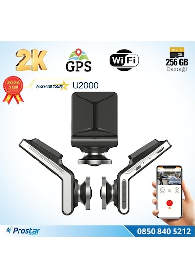 U2000 Wifi + Gps 1440p 170 Geniş Açı Gece Görüşlü Akıllı Araç İçi Kamera