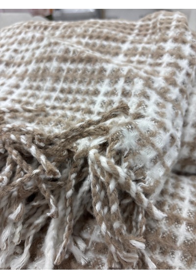 Sesli Comfort Kahve Pötikare Ekose Skoç Pamuk Örme Battaniye 200x220 Çift Kişilik Battal Diğer