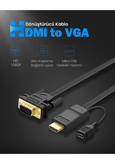 Ugreen Hdmı To Vga Dönüştürücü Kablo 1.5m, 30449