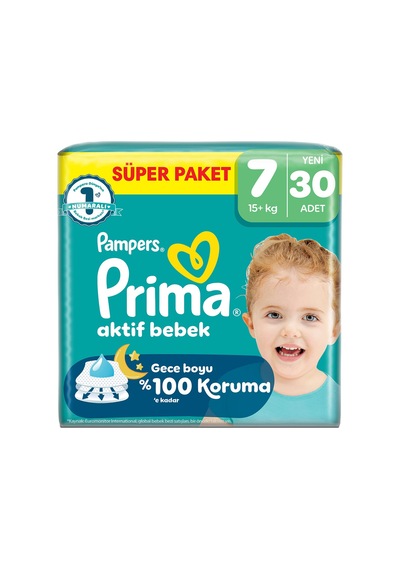 Prima Aktif Bebek Süper Paket 7 Beden 30'lu - 3 Adet Tarı 3 - 4 Numara