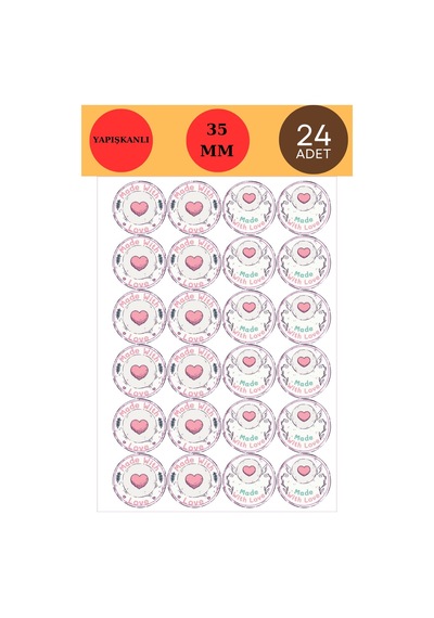 24 Adet - Bohemian Handmade Sticker - Teşekkürler Sticker - El Yapımı Sticker - Paketleme Sticker Çok Renkli