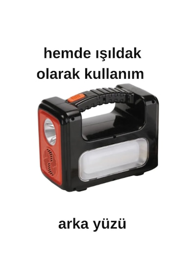 Solar Panelli Radyolu+bluetooth+mp3 Ve Telefon Şarj Özellikli Solar Kamp Lambası Turuncu