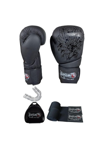 Yakuza Kick Boks Eldiveni Muay Thai 3 5metre Bandajı Şeffaf Dişlik Siyah 16 Oz Genel