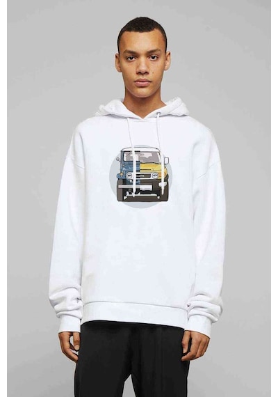 Jeep Evolution Eski Yeni Baskılı Beyaz Erkek Kapşonlu Sweatshirt