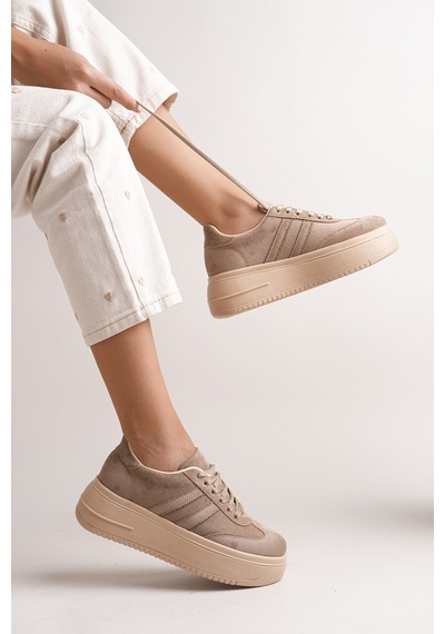 Bahrina Kadın Kalın Tabanlı Sneaker Vizon