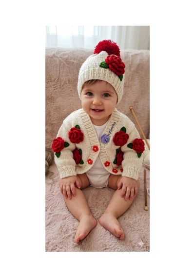 El Örgüsü Bebek Hırka Hobilankahandmade