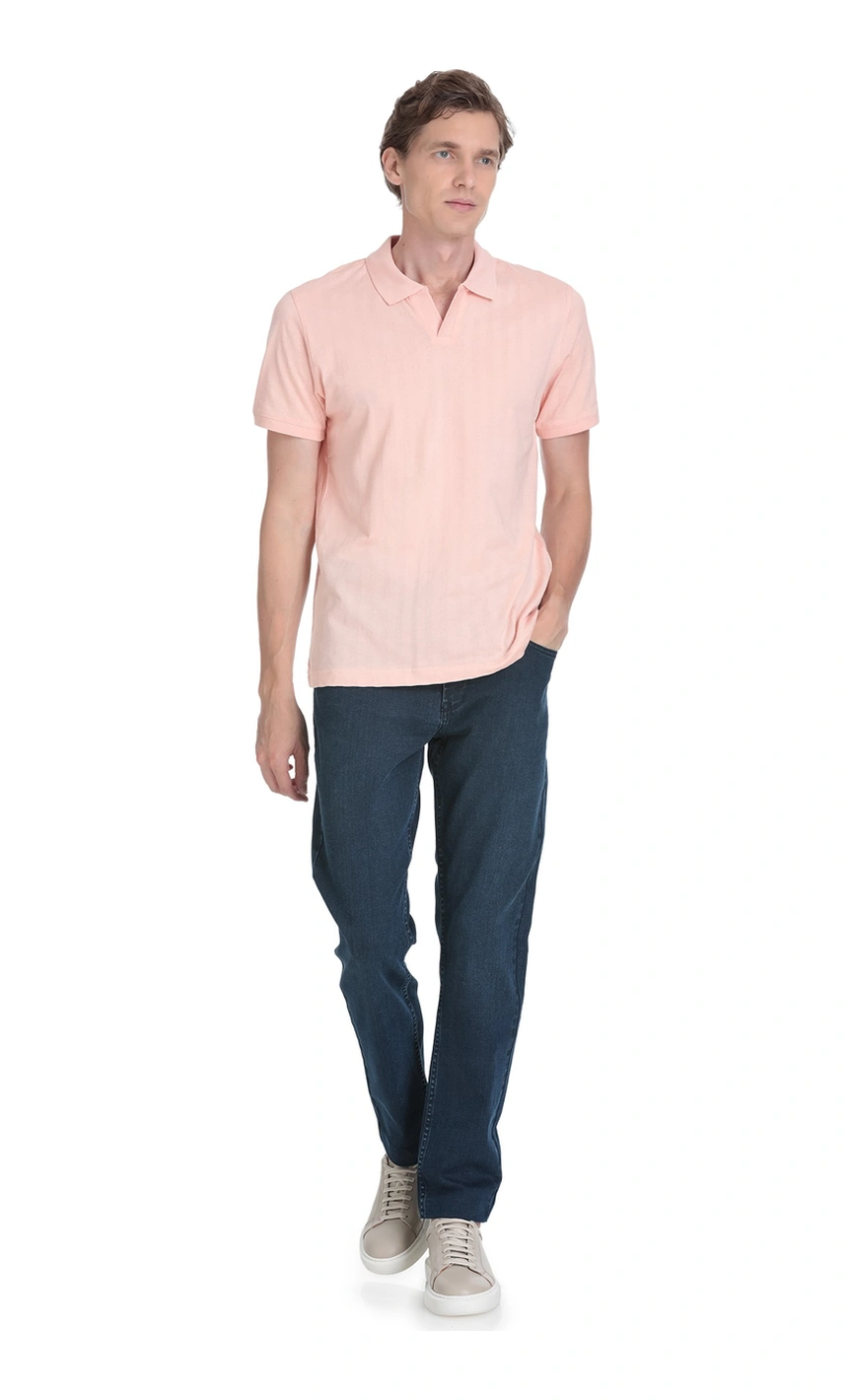 Hatemoğlu Pembe Regular Fit Apaş Yaka Pamuklu Tişört 35780 671748