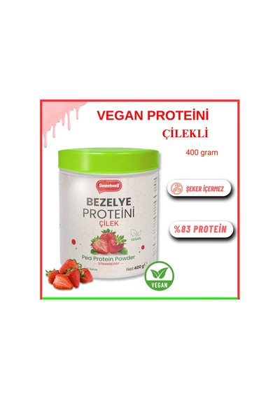 Sweetwell Çilek Aromalı Vegan Bezelye Proteini Tozu 400 G