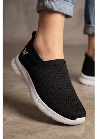 Cloudwalk Comfort Siyah Beyaz Rahat Günlük Yumuşak Tabanlı 4 Mevsim Trend Kadın Slip-on Sneaker ... Siyah - Beyaz