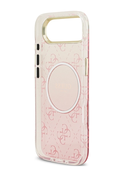 Apple Uyumlu iPhone 17 Air Kılıf Guess Lisanslı M-safe Şarj Özellikli 4g Desenli Simli Silikon Kapak Pembe Pembe