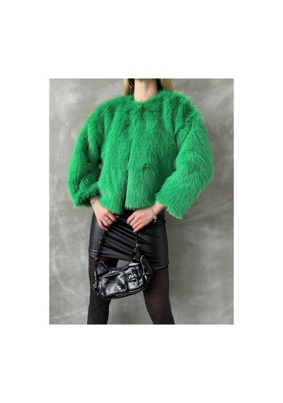 Verymoda Kürk Detaylı Kısa Ceket Zümrüt