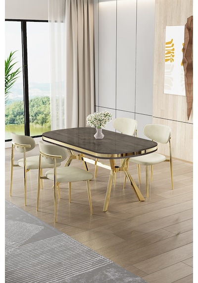 Canisa Olya Serisi 90x168 Mdf Sabit Lak Panel Antrasit İroni Masa Takımı Gold Ayaklı 4 Krem Sandalye Masa Antrasit İroni Krem Sandalye Canisa Olya Serisi 90x168 Mdf Sabit Lak Panel Antrasit İroni Masa Takımı Gold Ayaklı 4 Krem Sandalye Masa Antrasit İroni Krem Sandalye