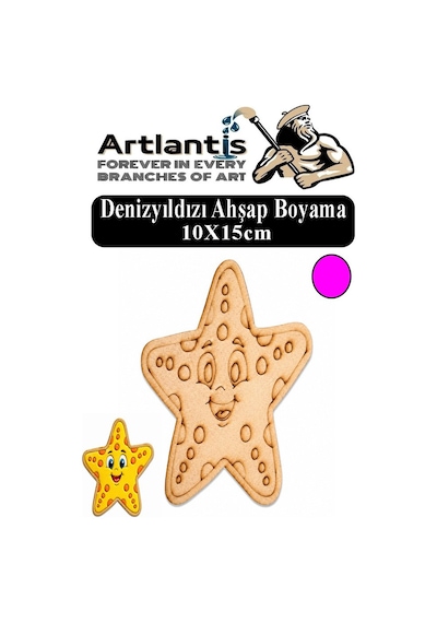 Ahşap Boyama Deniz Canlıları 1 Adet 10x15cm Boyama Figürü Etkinlik Çoçuk Gelişim Motor Beceri Kreş Anasınıfı Pembe