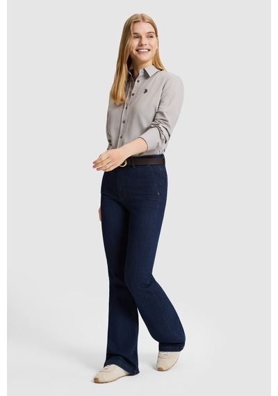 U.S. Polo Assn. Kadın Gri Uzun Kollu Basic Gömlek 50324791-vr024