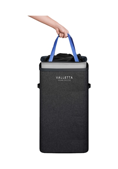 Paloma 40l Tek Yıkanabilir Bölmeli Katlanabilir Kumaş Kirli Çamaşır Sepeti Ink Black