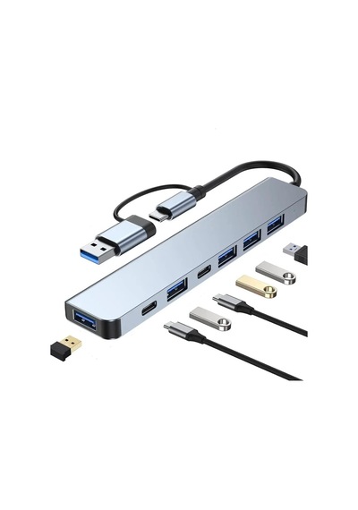 Alfalink Alüminyum 7in1 Usb Hub Usb/type-c To Usb 3.0 Tak Çalıştır 100w Pd Şarj Apple Uyumlu MacBook Air/pro