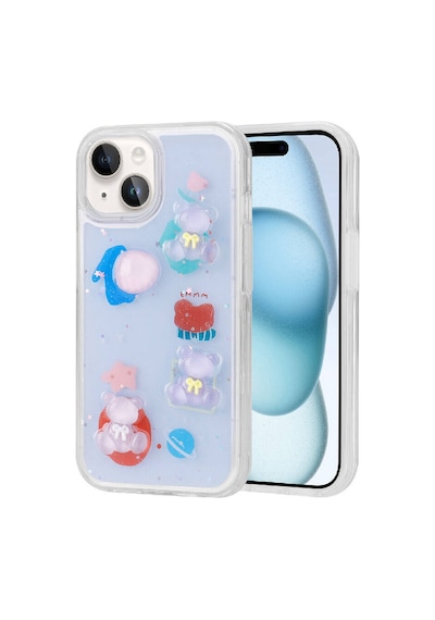 Zore İphone 15 Plus Uyumlu Kabartma Figürlü Parlak Ogaa Minimini Silikon Kılıf-mor