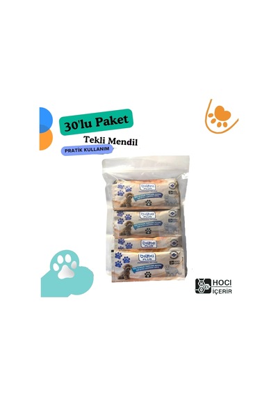 Bioxi Animal Health Kedi Köpek Çok Amaçlı 30 Lu Temizleme Mendili