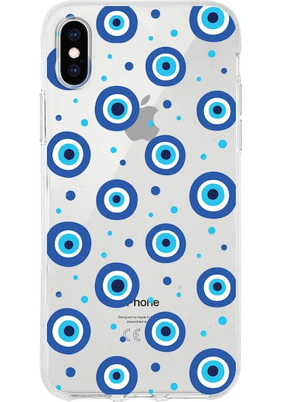 Printify Apple Uyumlu iPhone X İle 1mm Slim Fit Devil Eye 1 Baskılı Şeffaf Kılıf 0166a