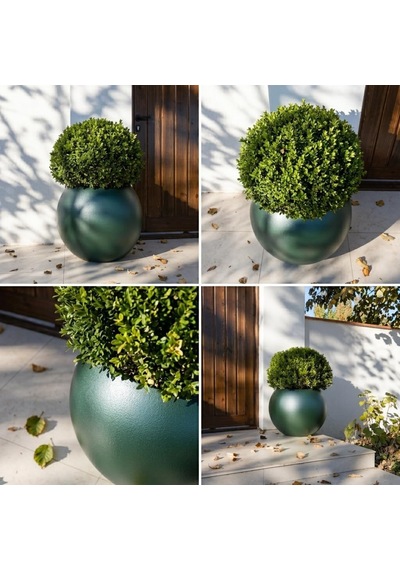 Tr Zevli Dekoratif 27l Küre Saksı Ø35 Cm Orman Yeşili Beton Görünümlü Modern Salon Ve Bahçe Saksısı Genel