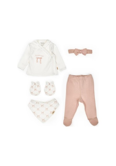 Babycosy Organic Wear Bebek 5'li Set %100 Organic Pamuk Yenidoğan Serisi - Csy8174 pudra