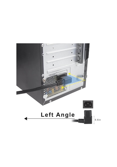 C13 Power Güç Kablosu 90° Derece L Tip Sol Açılı - 1.8 mt