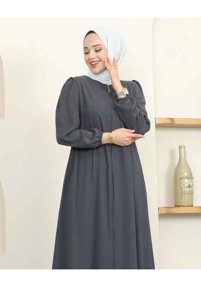 Krep Kumaş Tesettür Ferace / F0134 - Antrasit Antrasit