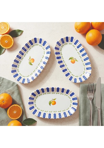 Güral Kayısı Desenli 19 Cm 3lü Porselen Kayık Tabak Seti Diğer