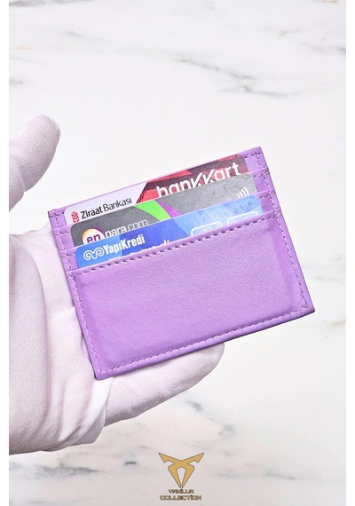 Vanilla Collection Unisex Mini Ve Ince Deri Dizme Kartlık Portföy Lila Lila