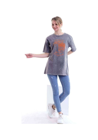 Kadın Oversize Antwerp Belgium Baskılı Tshirt